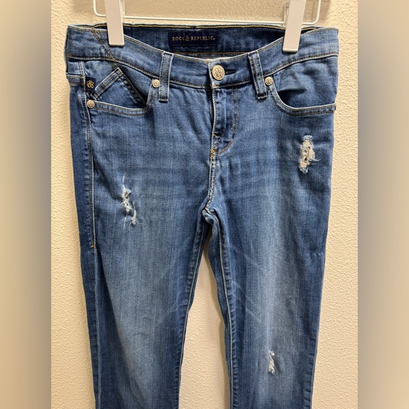 Rock & Republic Kasandra Bootcut Jeans Distressed Stretch Blue Women's 8M - Picture 3 of 7